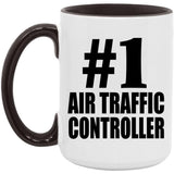 Number One #1 Air Traffic Controller - 15oz Accent Mug Black