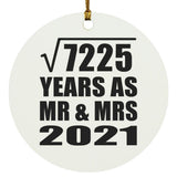 85th Anniversary Square Root of 7225 Years As Mr & Mrs 2021 - Circle Ornament