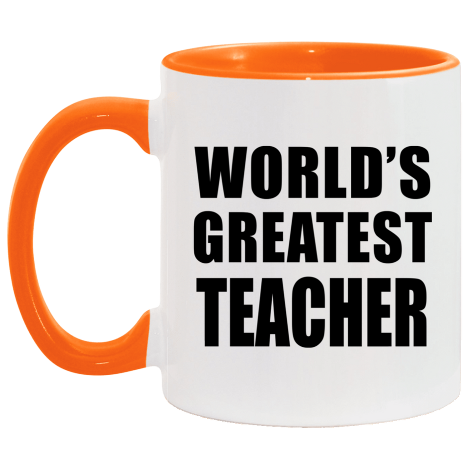 World's Greatest Teacher - 11oz Accent Mug Orange