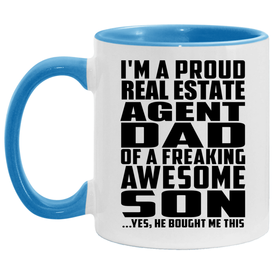 Proud Real Estate Agent Dad Of Awesome Son - 11oz Accent Mug Blue