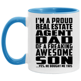 Proud Real Estate Agent Dad Of Awesome Son - 11oz Accent Mug Blue