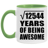 112th Birthday Square Root of 12544 Years of Being Awesome - 11oz Accent Mug Green