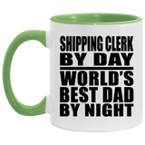 Shipping Clerk By Day World's Best Dad By Night - 11oz Accent Mug Green