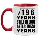 14th Anniversary Square Root of 196 Years Still In Love - 11oz Accent Mug Red