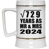 27th Anniversary Square Root of 729 Years As Mr & Mrs 2024 - Beer Stein
