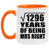 36th Anniversary Square Root of 1296 Years of Being Mrs Right - 11oz Accent Mug Orange