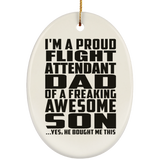Proud Flight Attendant Dad Of Awesome Son - Oval Ornament