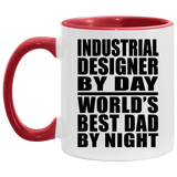 Industrial Designer By Day World's Best Dad By Night - 11oz Accent Mug Red