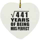 21st Anniversary Square Root of 441 Years of Mrs Perfect - Heart Ornament