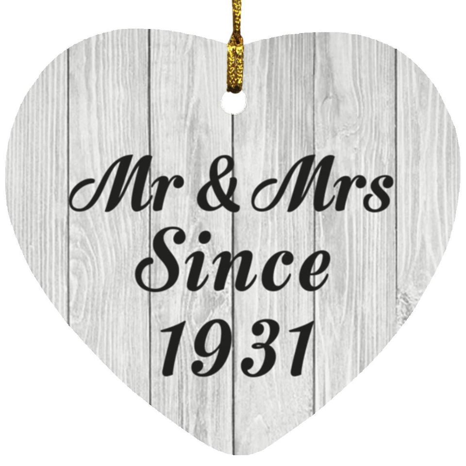 93rd Anniversary Mr & Mrs Since 1931 - Heart Ornament F