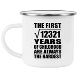 111th Birthday Square Root of 12321 Years of Childhood - 12oz Camping Mug