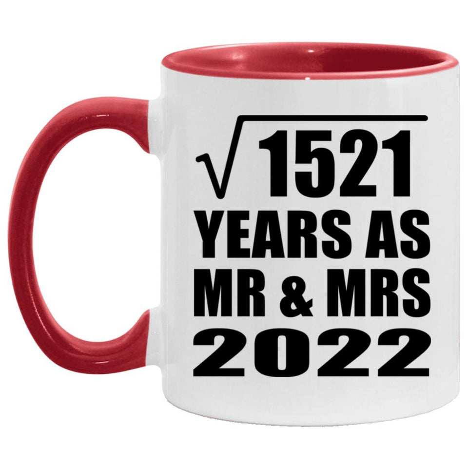 39th Anniversary Square Root of 1521 Years As Mr & Mrs 2022 - 11oz Accent Mug Red