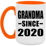 Grandma Since 2020 - 15oz Accent Mug Orange