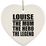 Louise The Mum The Hero The Legend - Heart Ornament