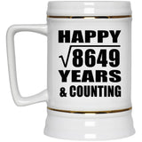 Happy 93rd Anniversary Square Root of 8649 Years & Counting - Beer Stein