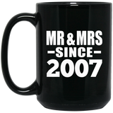 17th Anniversary Mr & Mrs Since 2007 - 15 Oz Coffee Mug Black