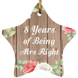 8th Anniversary 8 Years Of Being Mrs Right - Star Ornament B