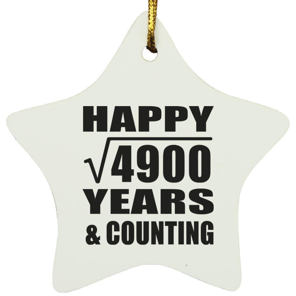 Happy 70th Anniversary Square Root of 4900 Years & Counting - Star Ornament