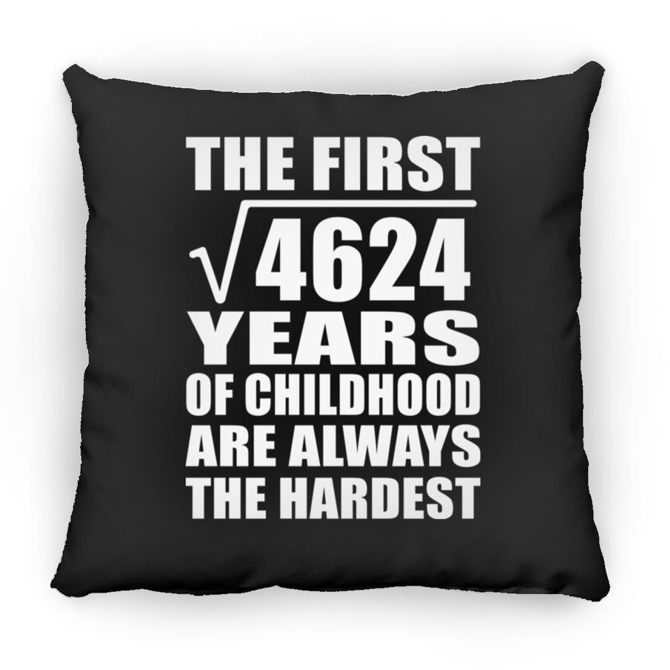 68th Birthday Square Root of 4624 Years of Childhood - Throw Pillow Black