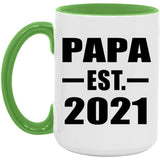 Papa Established EST. 2021 - 15oz Accent Mug Green