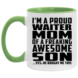 Proud Waiter Mom Of Awesome Son - 11oz Accent Mug Green