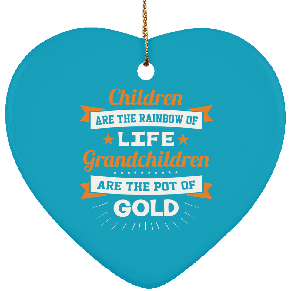 Children Are Rainbow Of Life, Grandchildren Are Pot Of Gold - Heart Ornament