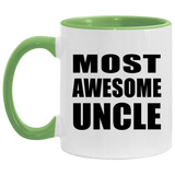 Most Awesome Uncle - 11oz Accent Mug Green