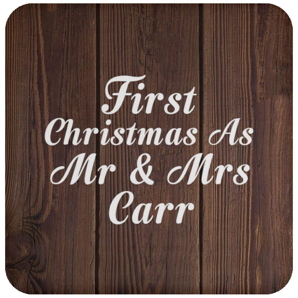 First Christmas As Mr & Mrs Carr - Drink Coaster D