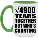 70th Anniversary Square Root of 4900 Years Who's Counting - 15oz Accent Mug Green
