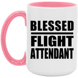 Blessed Flight Attendant - 15oz Accent Mug Pink