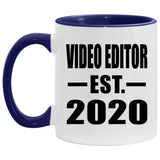 Video Editor Established EST. 2020 - 11oz Accent Mug Purple