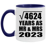 68th Anniversary Square Root of 4624 Years As Mr & Mrs 2023 - 11oz Accent Mug Purple