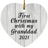 First Christmas With My Granddad 2021 - Heart Ornament F