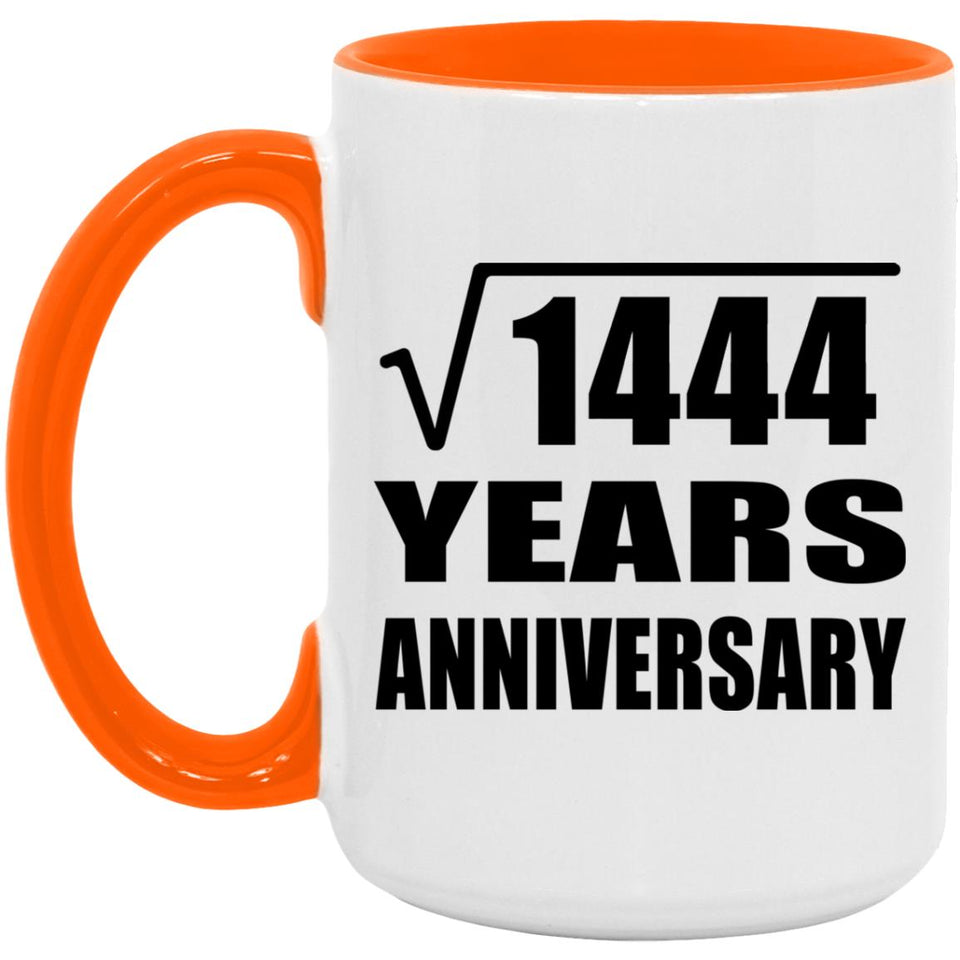 38th Anniversary Square Root of 1444 Years Anniversary - 15oz Accent Mug Orange