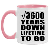 60th Anniversary Square Root of 3600 Years Lifetime To Go - 11oz Accent Mug Pink