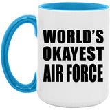 World's Okayest Air Force - 15oz Accent Mug Blue