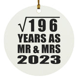 14th Anniversary Square Root of 196 Years As Mr & Mrs 2023 - Circle Ornament