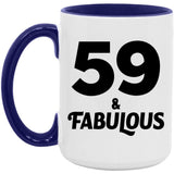 59th Birthday 59 & Fabulous - 15oz Accent Mug Purple