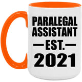 Paralegal Assistant Established EST. 2021 - 15oz Accent Mug Orange