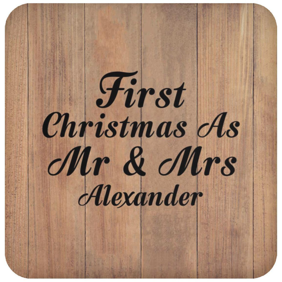 First Christmas As Mr & Mrs Alexander - Drink Coaster C