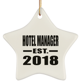 Hotel Manager Established EST. 2018 - Star Ornament