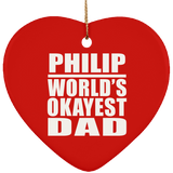 Philip World's Okayest Dad - Heart Ornament