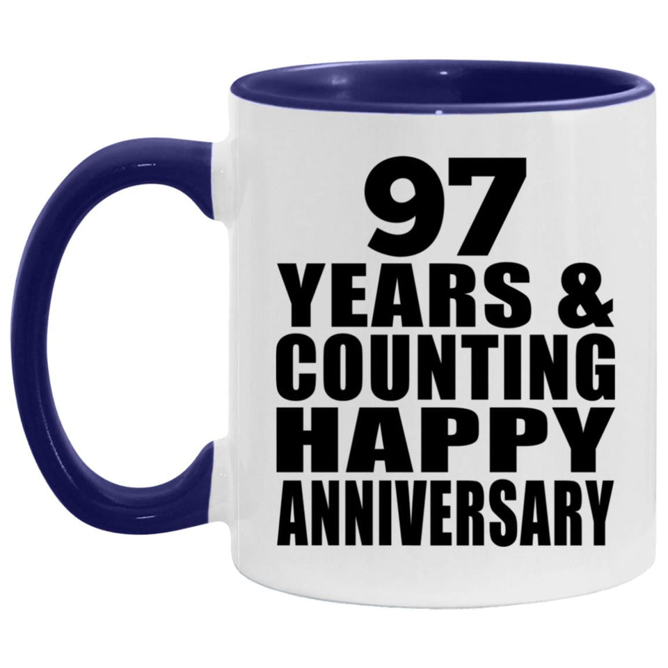 Happy 97th Anniversary 97 Years & Counting - 11oz Accent Mug Purple