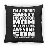 Proud Safety Inspector Mom Of Awesome Son - Throw Pillow Black