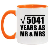 71st Anniversary Square Root of 5041 Years As Mr & Mrs - 11oz Accent Mug Orange