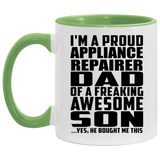 Proud Appliance Repairer Dad Of Awesome Son - 11oz Accent Mug Green