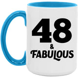 48th Birthday 48 & Fabulous - 15oz Accent Mug Blue
