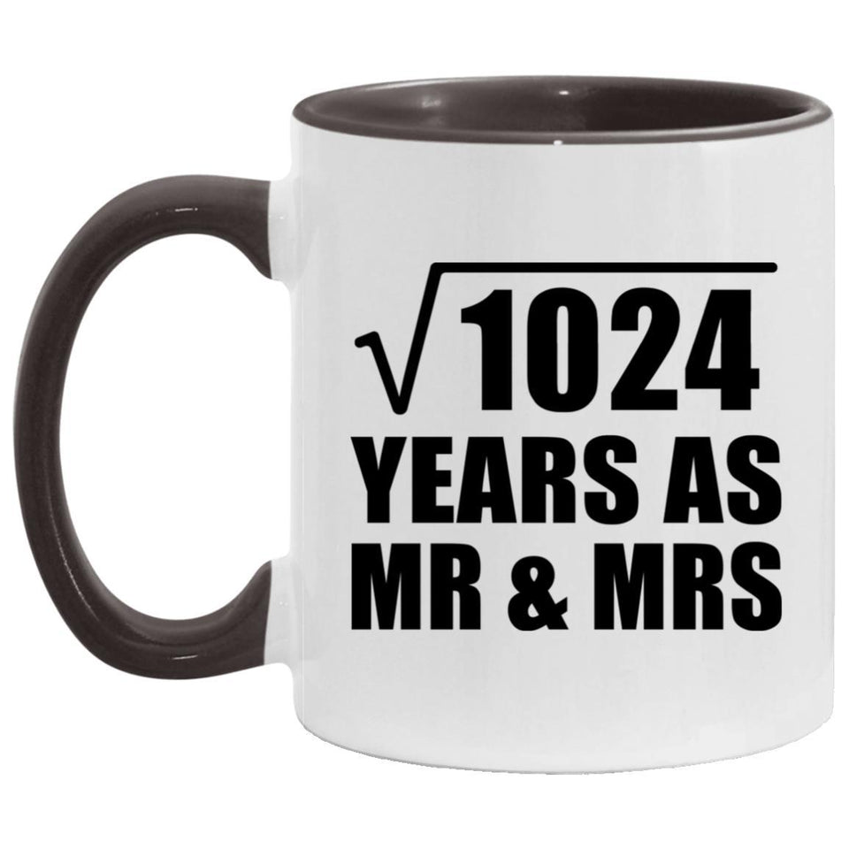 32nd Anniversary Square Root of 1024 Years As Mr & Mrs - 11oz Accent Mug Black