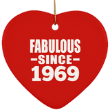 55th Birthday Fabulous Since 1969 - Heart Ornament