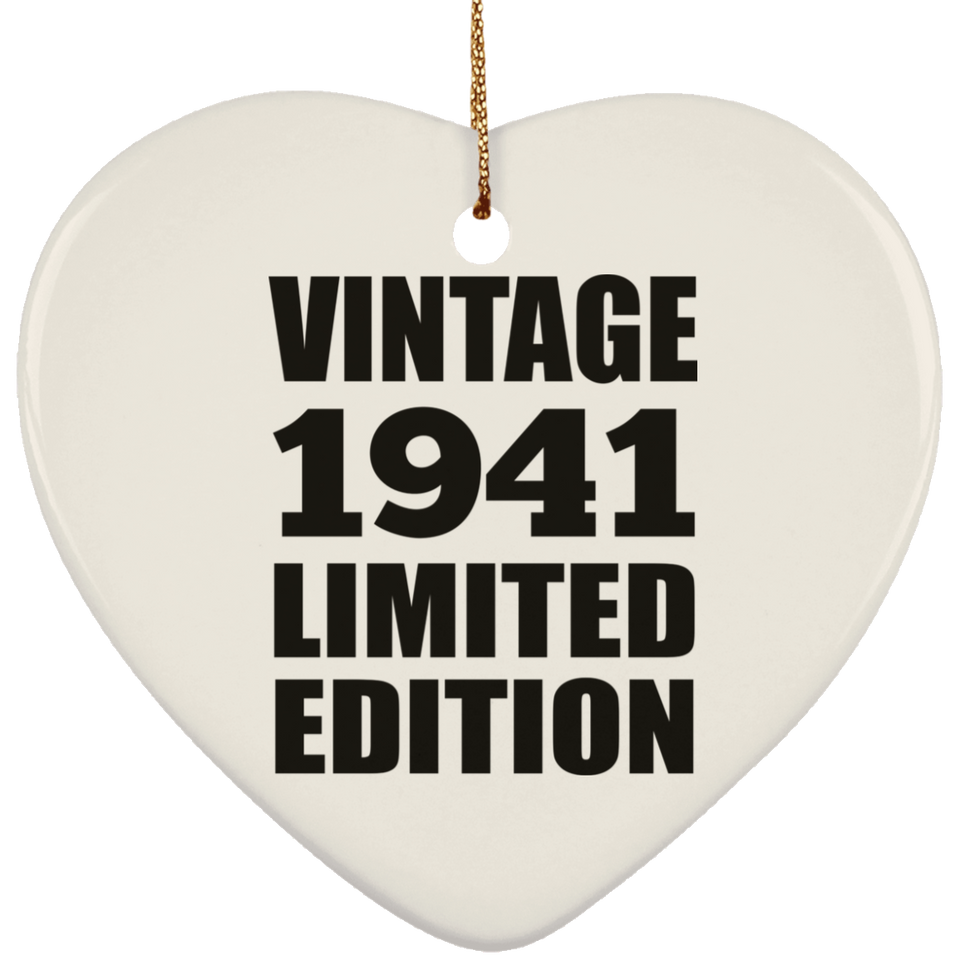 83rd Birthday Vintage 1941 Limited Edition - Heart Ornament